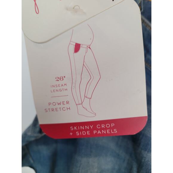 Isabel Maternity Skinny Crop Under Belly Medium Blue Side Panel Jeans Sz 18/34 - Picture 5 of 9